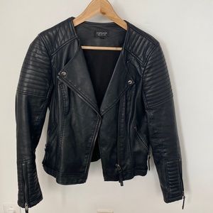 Topshop Faux Leather Biker Jacket